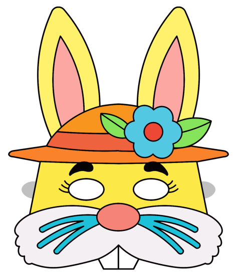 Máscara de coelho infantil grande para imprimir