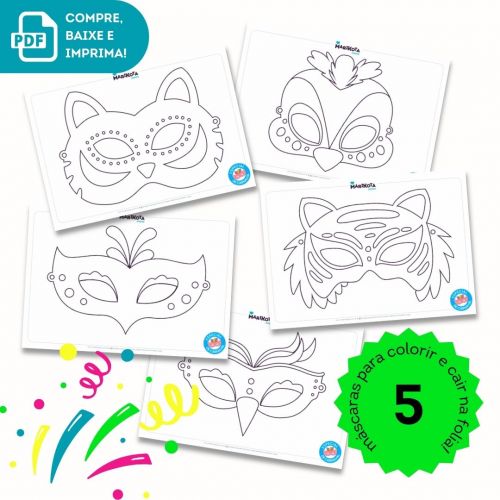 máscara de carnaval de papel para imprimir
