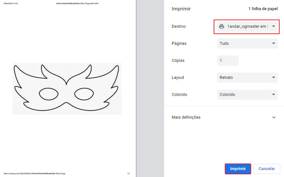 molde de máscara de papel para imprimir
