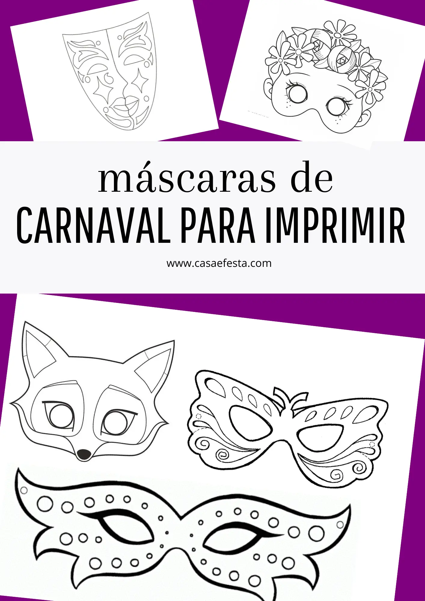máscara de carnaval de papel para imprimir
