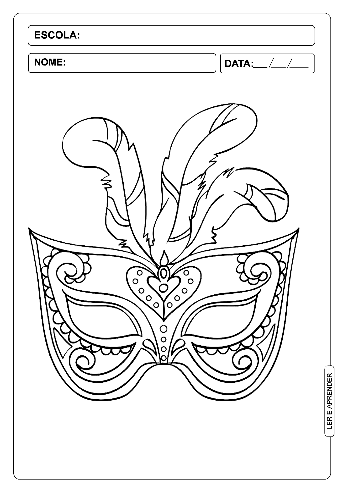 máscara de carnaval infantil para imprimir