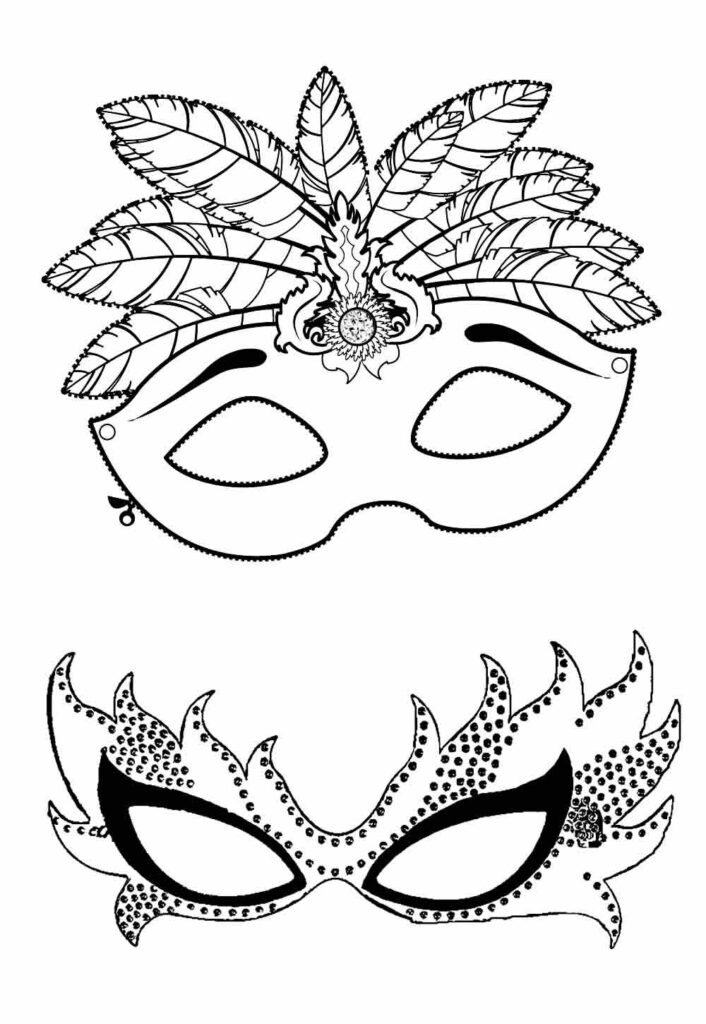 máscaras de carnaval com penas desenho