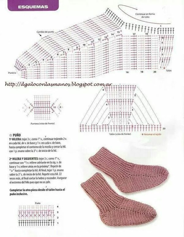 Meia de crochê para bebês com gráficos