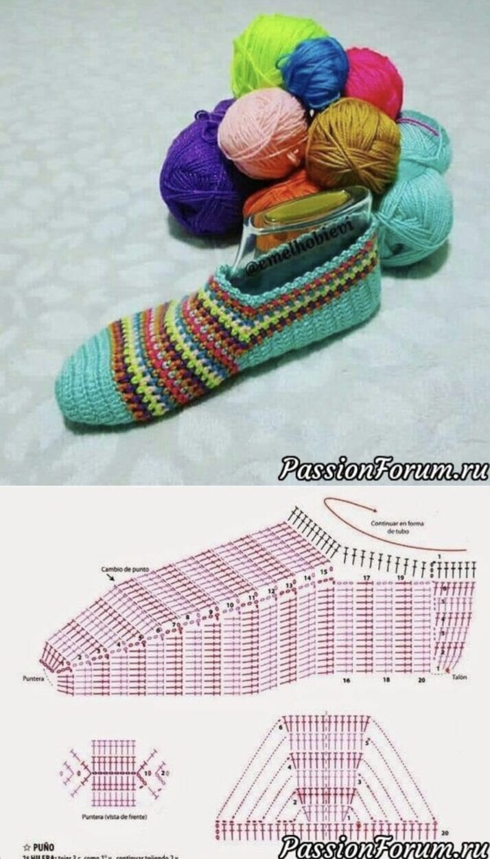 Meia de crochê antiderrapante com gráfico