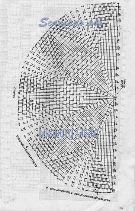 Meia de crochê com ponta invertida (toe-up) e gráfico