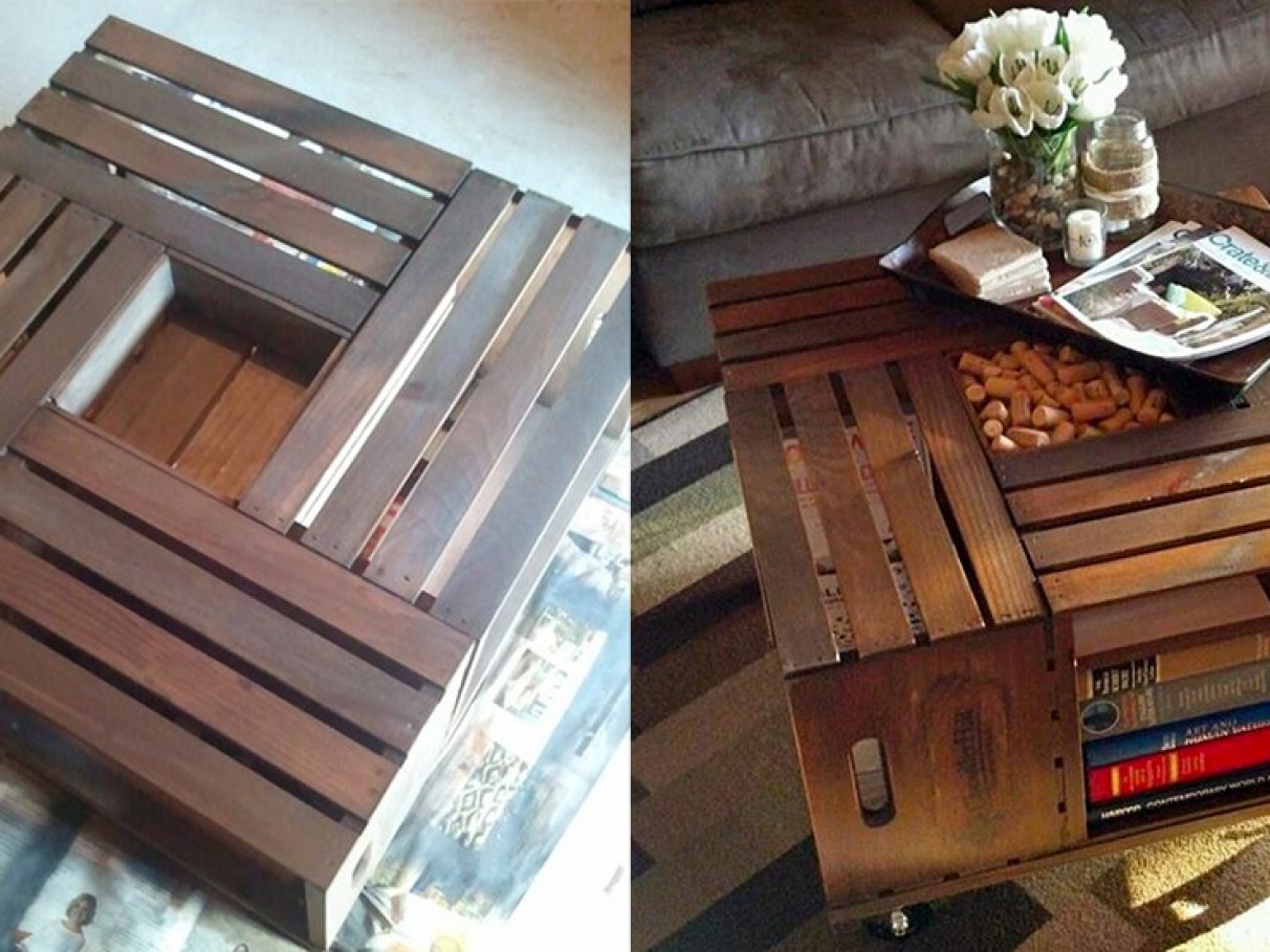 ideias criativas mesa caixote feira decoração