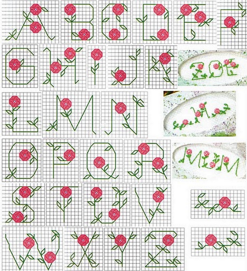 ponto cruz flor rosa pequena