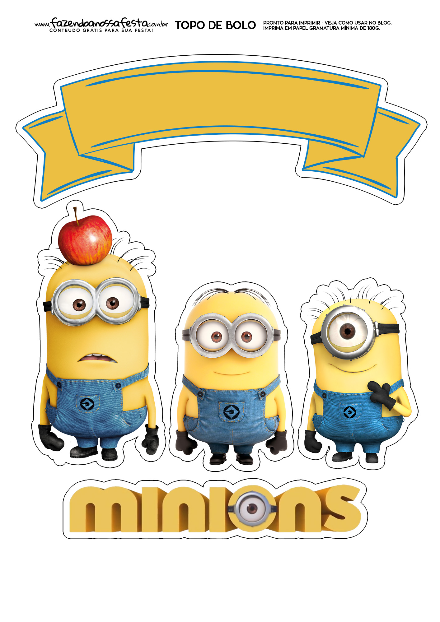 topo de bolo minions para imprimir