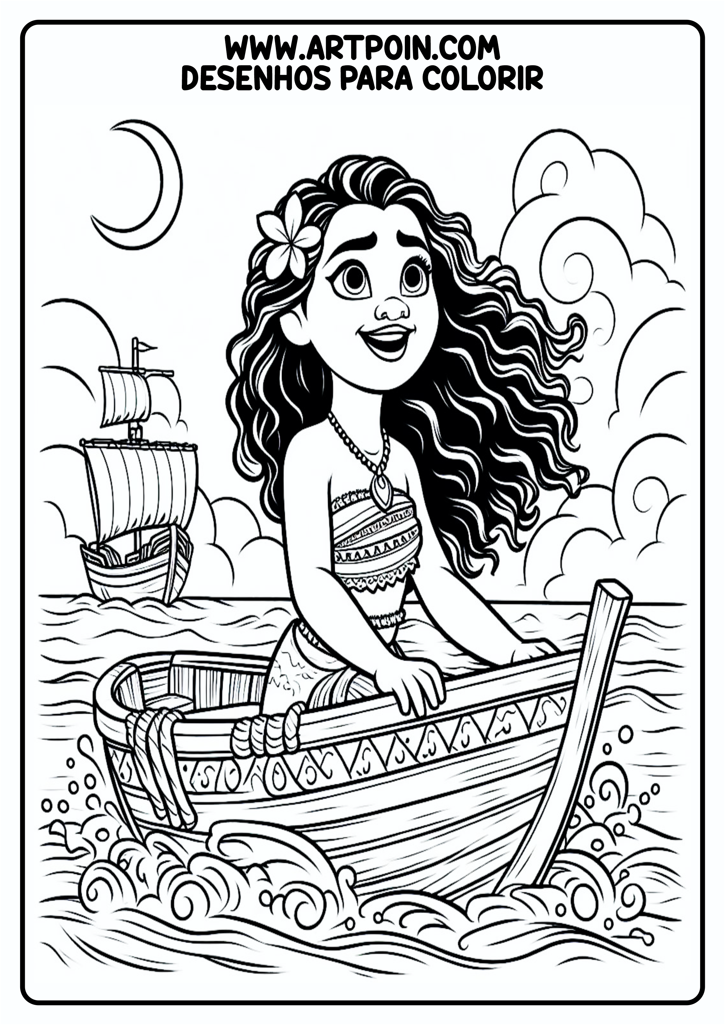como baixar desenhos da moana para colorir