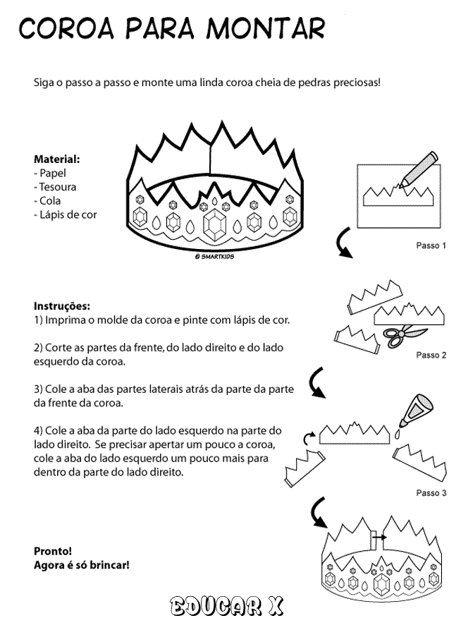como fazer coroa de papel com molde