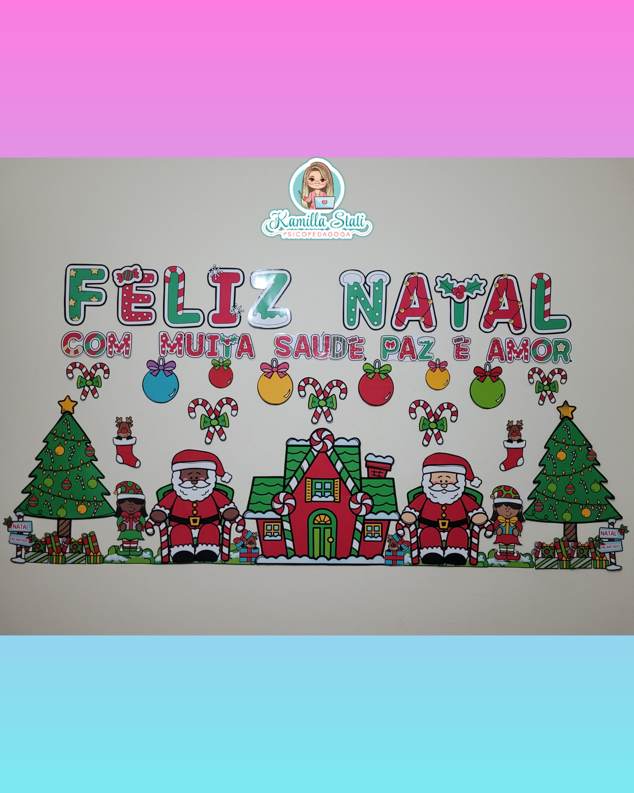 painel de natal temático casa do papai noel