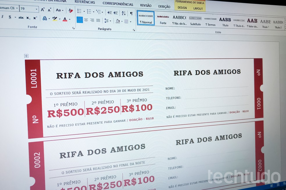 template de rifa editável grátis