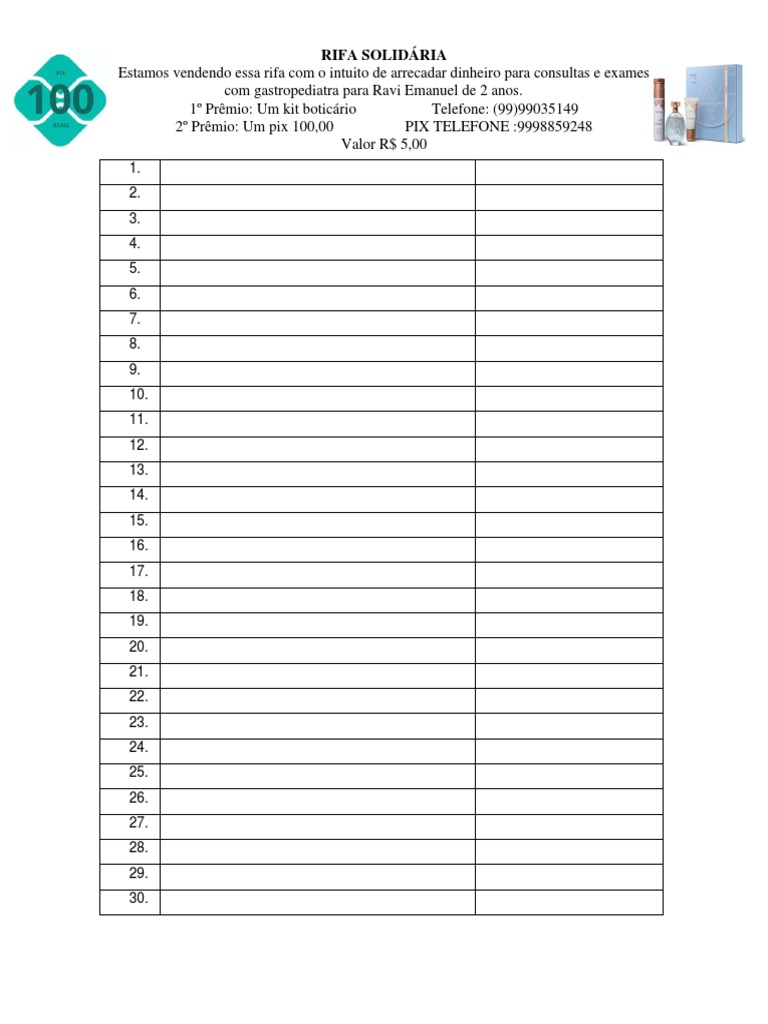 template de rifa grátis