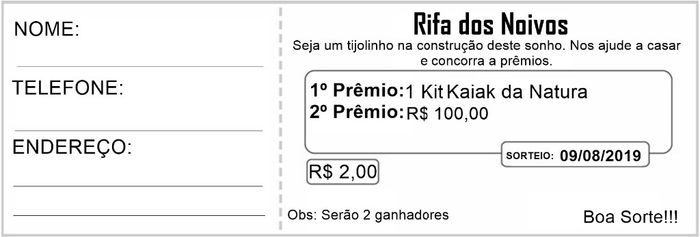 prêmio para rifa