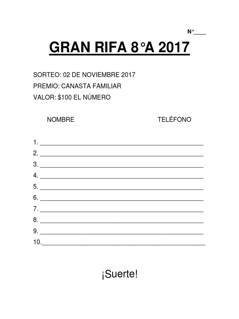 template de rifa editável word