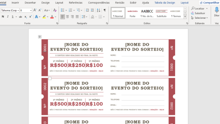 como fazer rifa para imprimir