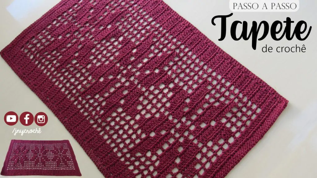 tapete de barbante retangular geométrico