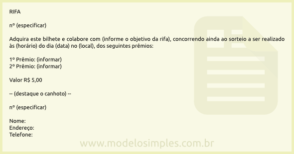 modelos de rifa beneficente