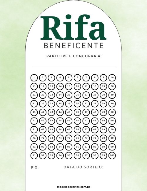 rifa de números modelos