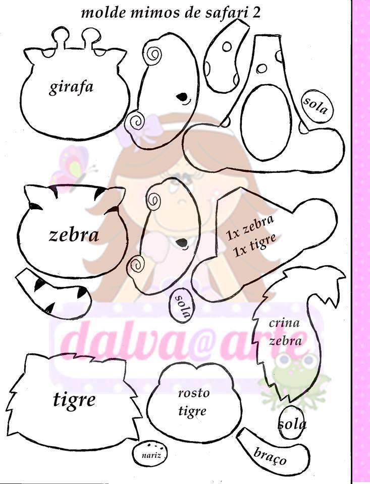 moldes de animais do safari em eva