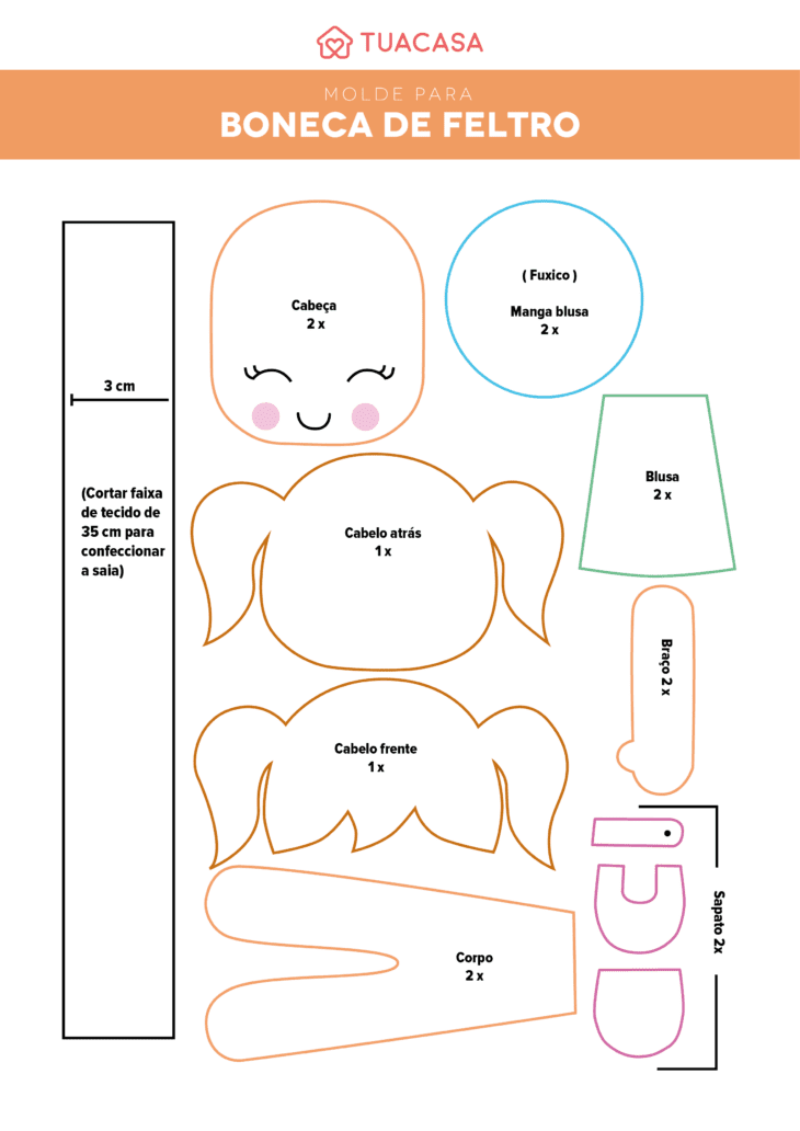 molde boneca de feltro 2D ou 3D qual o melhor para guirlanda