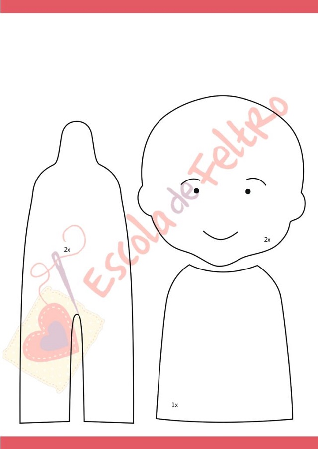 molde boneco em feltro