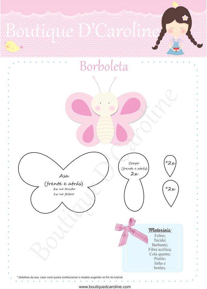 molde borboleta em feltro