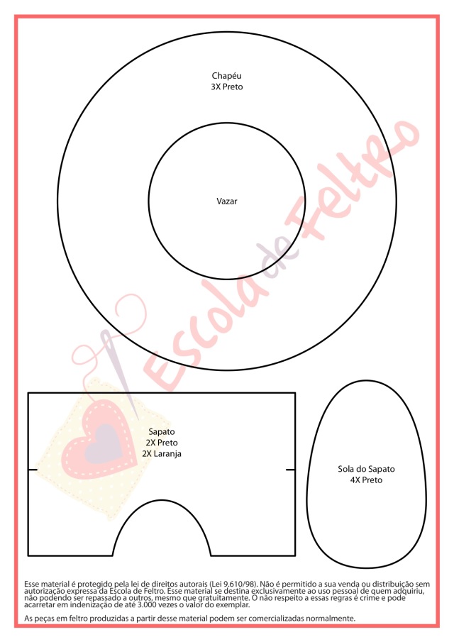 molde chapéu de bruxa infantil