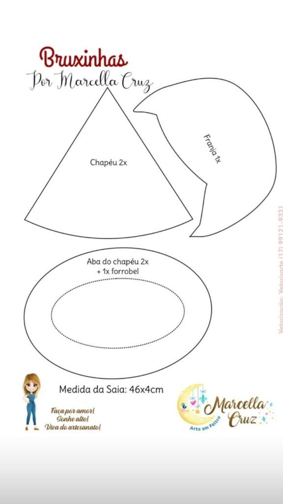 molde chapéu de bruxa em EVA