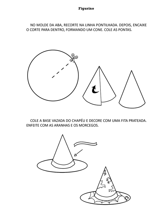 molde chapéu de bruxa infantil