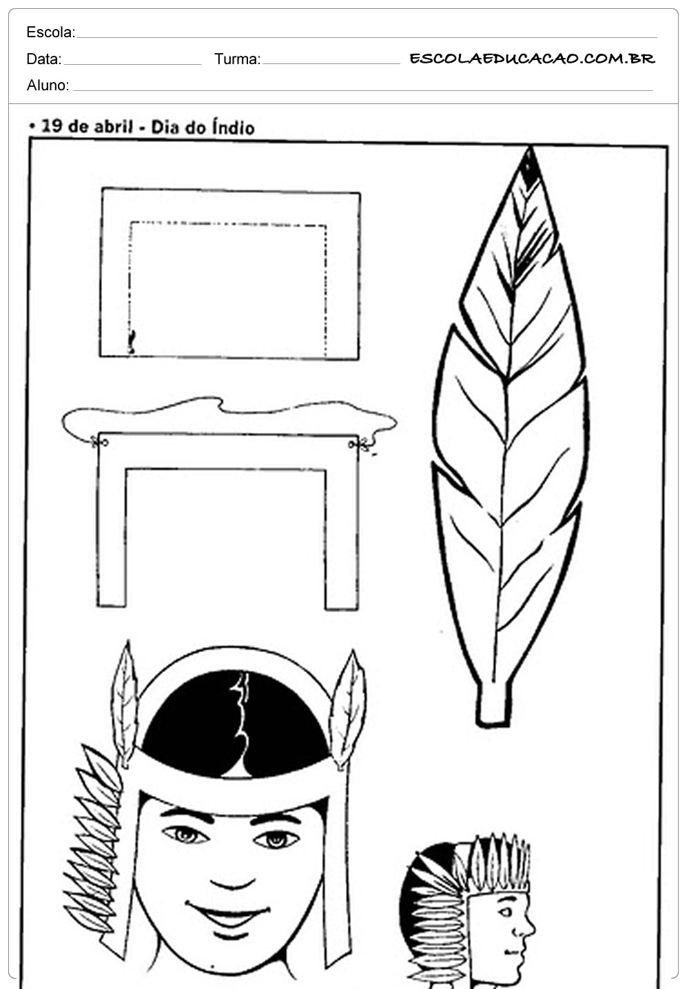 molde cocar infantil