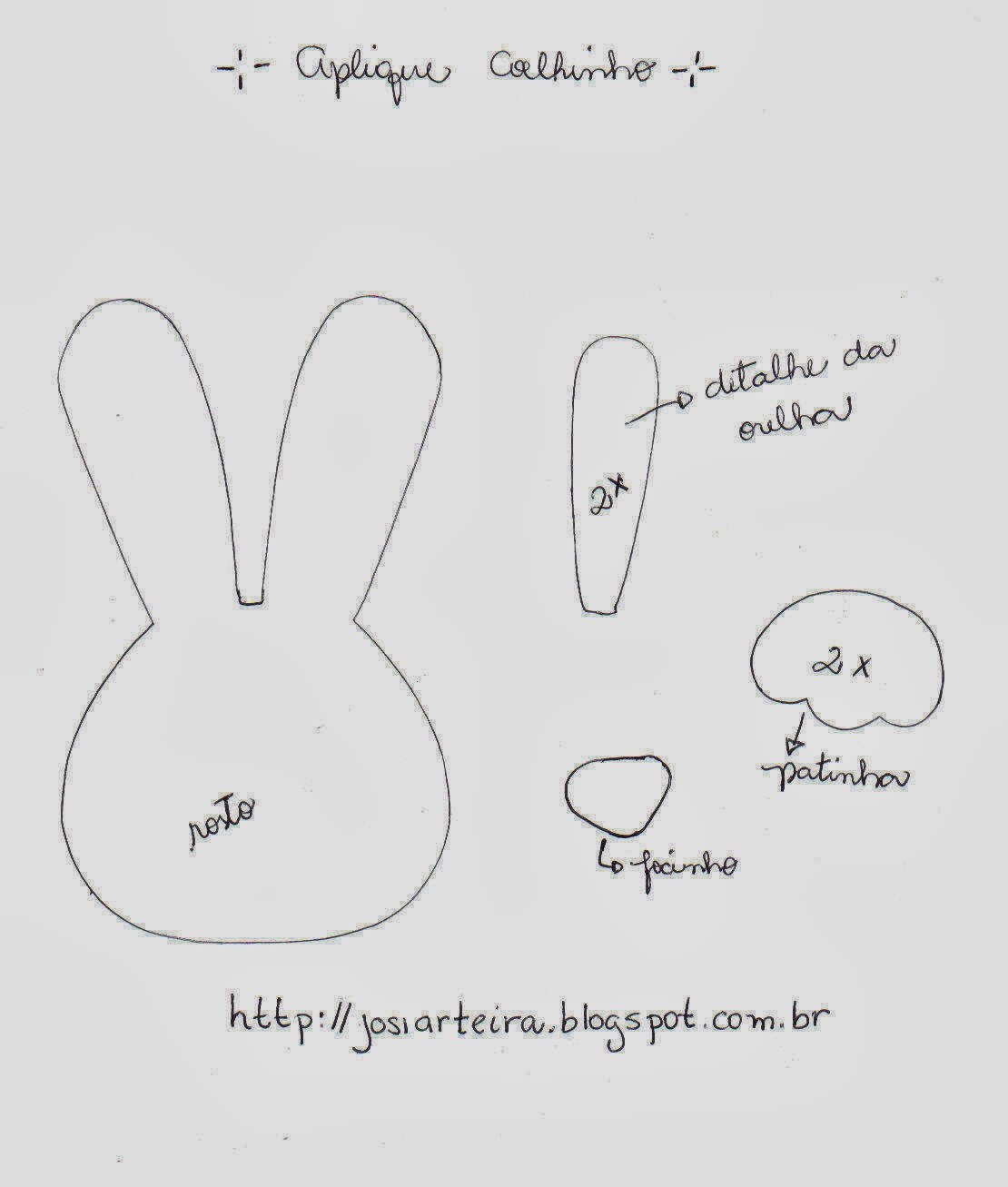 molde coelho em eva para aplique