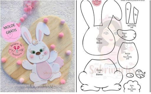 molde coelho em eva para máscara