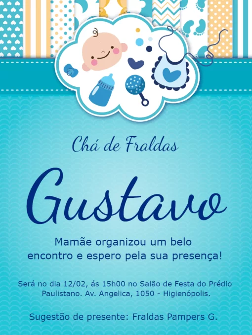 molde convite chá de fralda