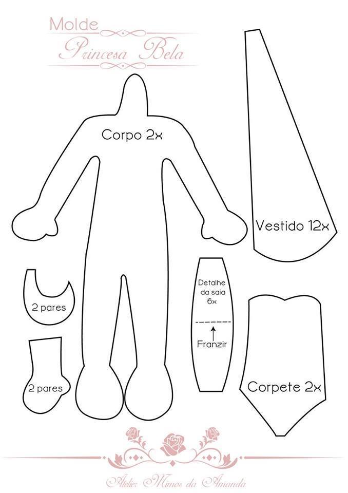 molde da bela em feltro