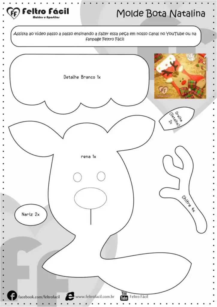 molde bota de papai noel simples