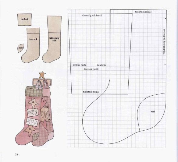 molde bota de papai noel em feltro