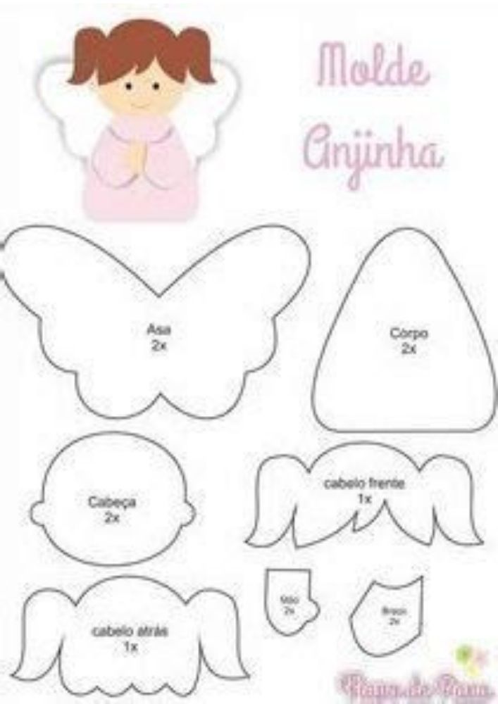 molde de anjo de natal para costura