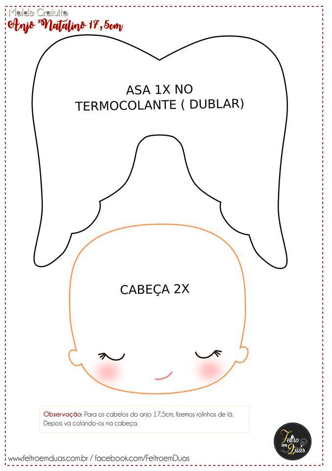 molde de anjo de natal para costura