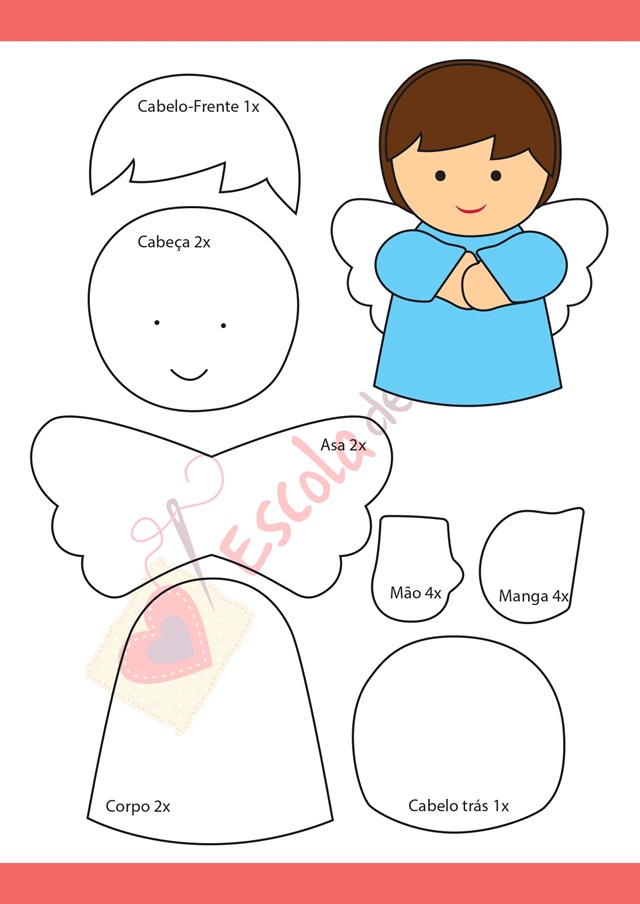 molde de anjo em eva para batizado