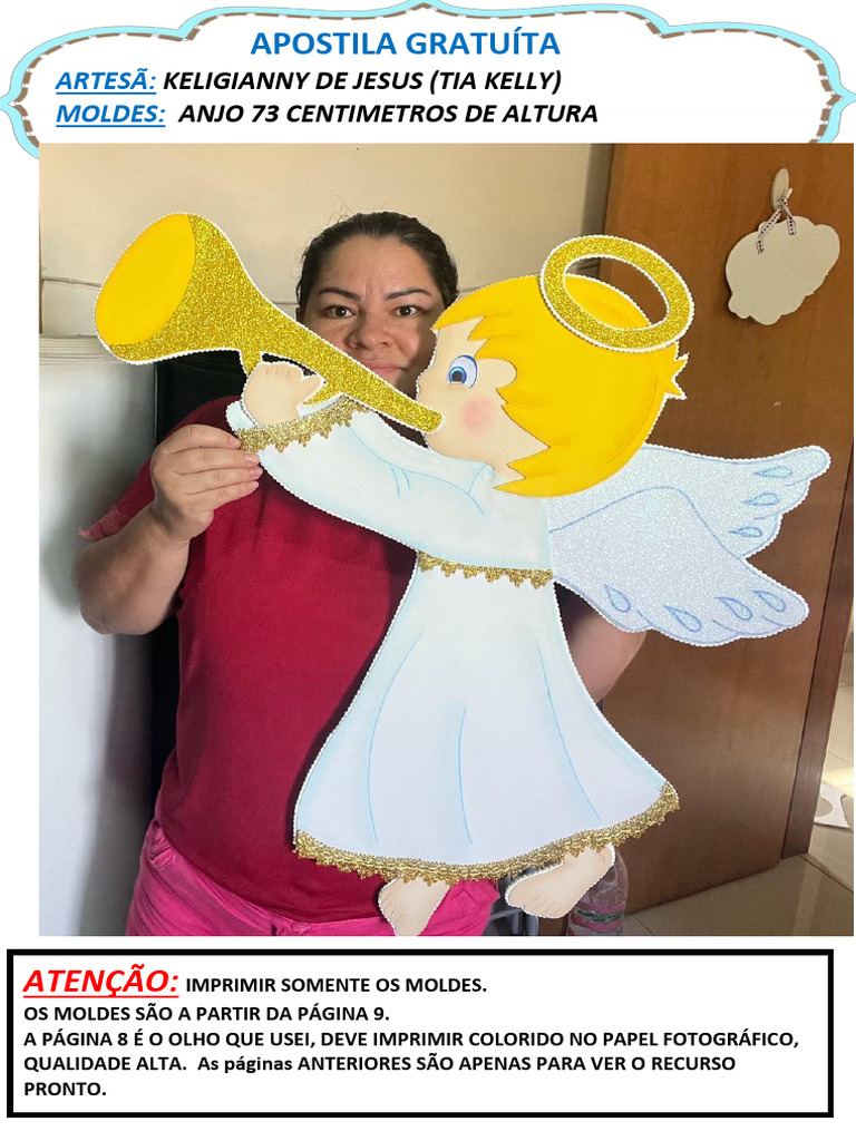 molde de anjo em e.v.a. para artesanato