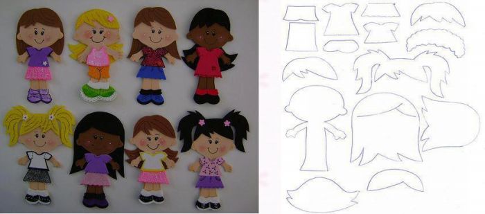 molde de bonequinhas de eva