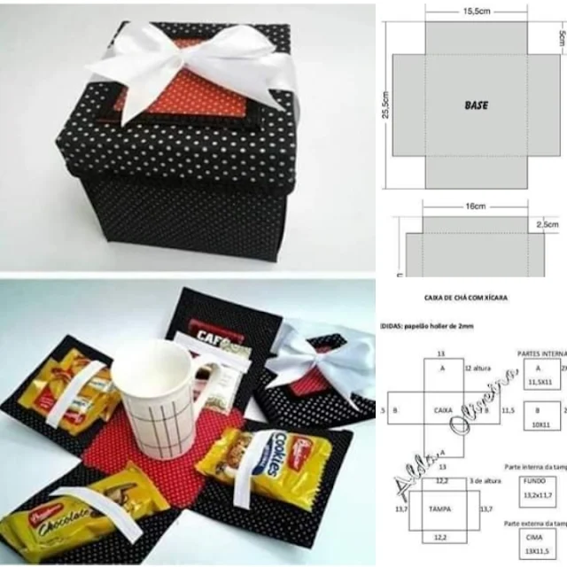 molde caixa presente passo a passo