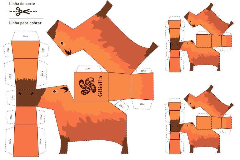 molde de capivara de feltro vs molde de capivara de papel