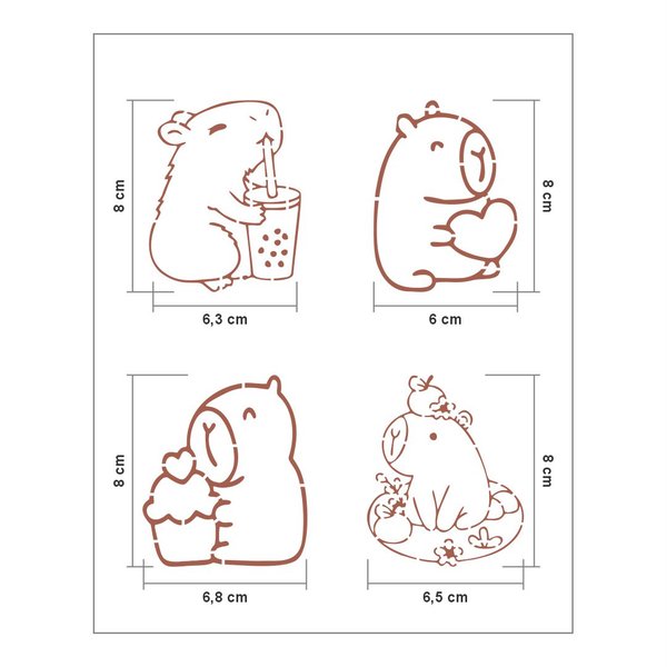 molde de capivara de feltro vs molde de capivara de papel