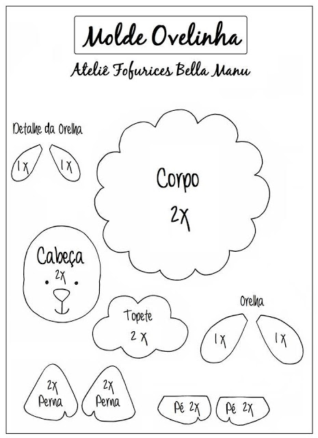 molde ovelha desenho animado