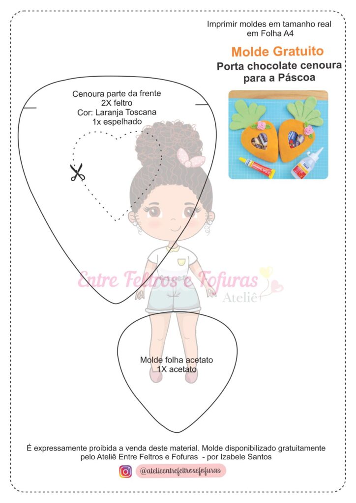 moldes de cenoura para lembrancinhas de páscoa passo a passo