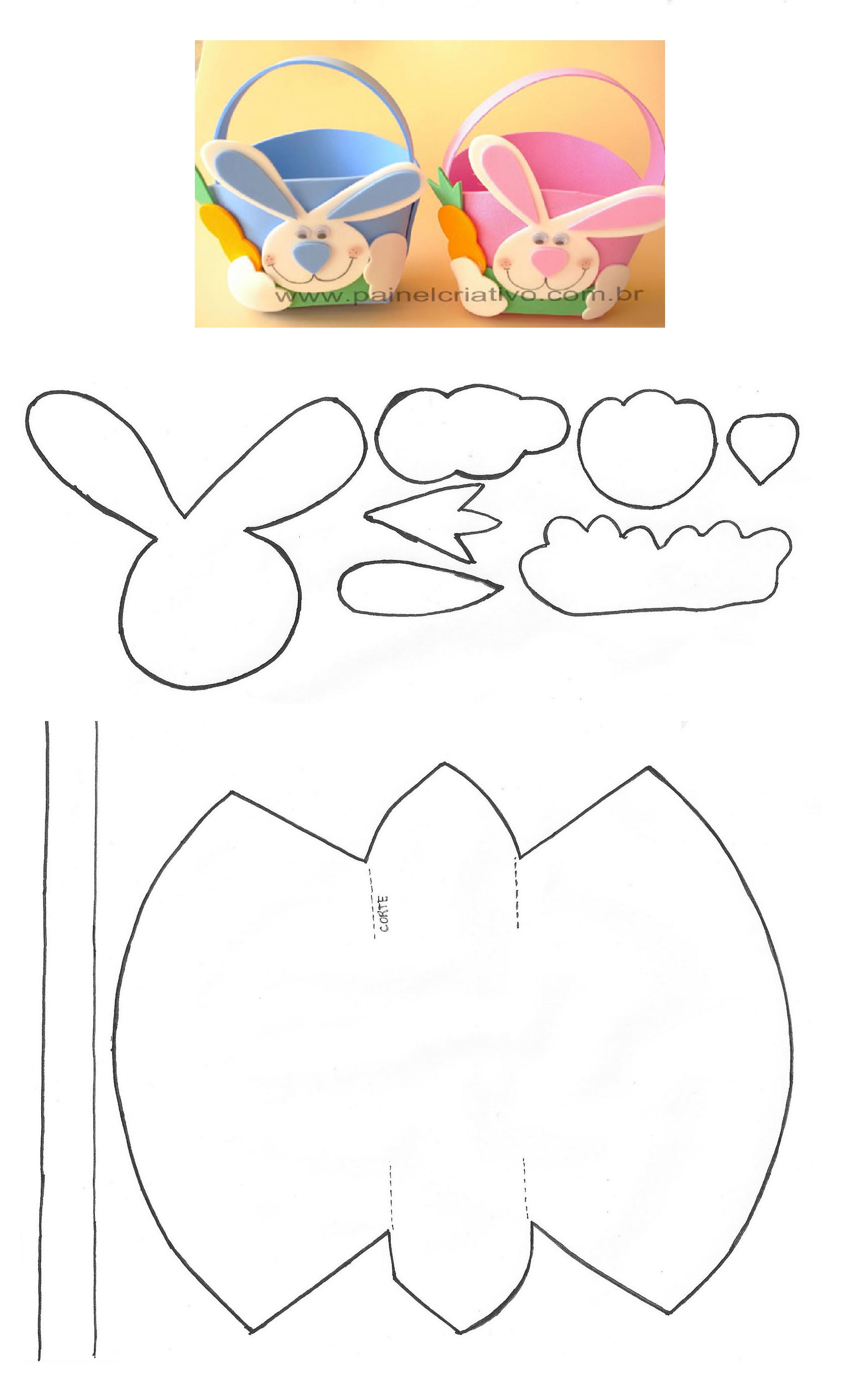 Molde de cesta de Páscoa em EVA vazada