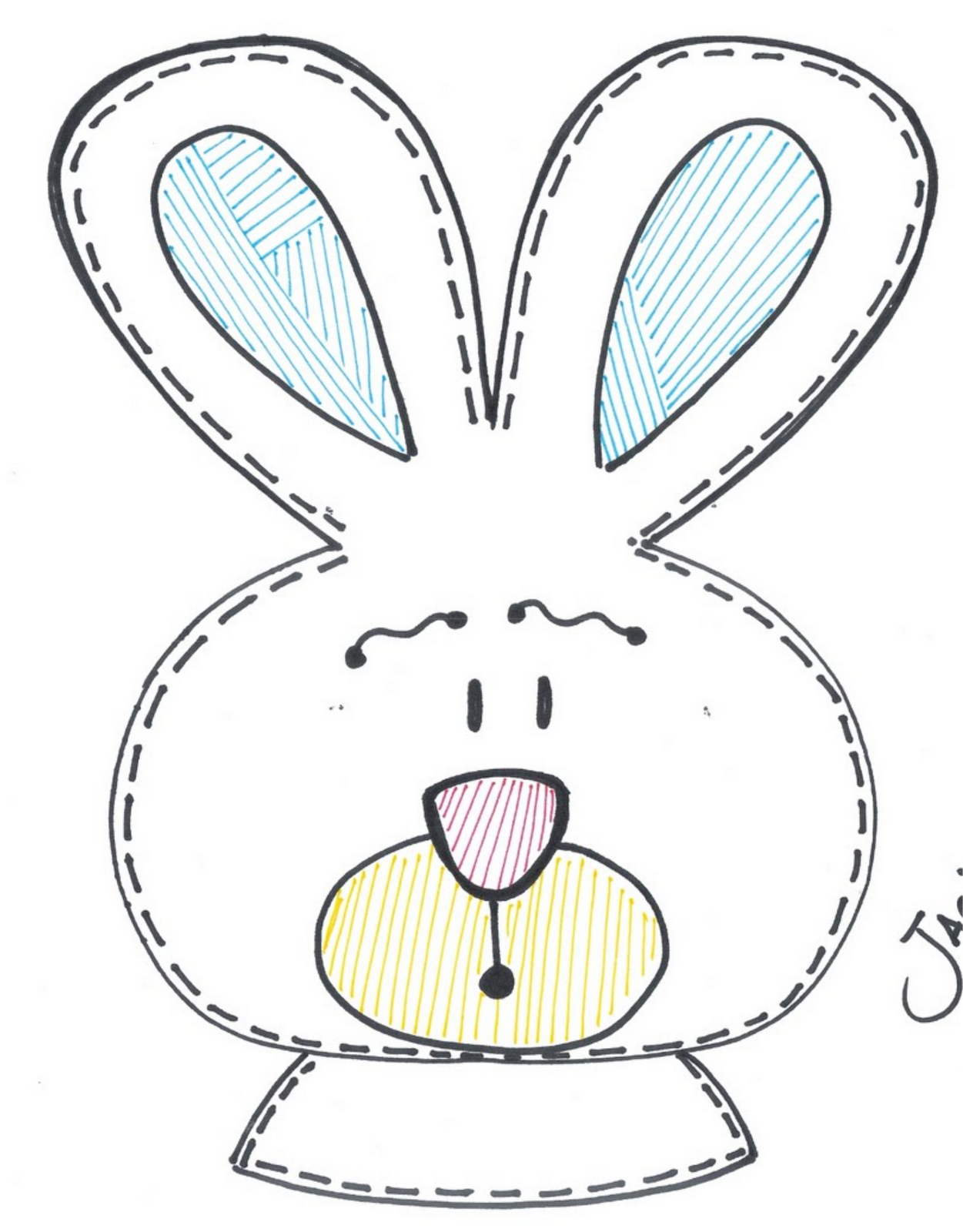 Molde de cestinha de Páscoa em EVA com rosto de coelho