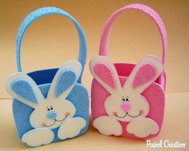 Como fazer cesta de Páscoa em EVA com molde